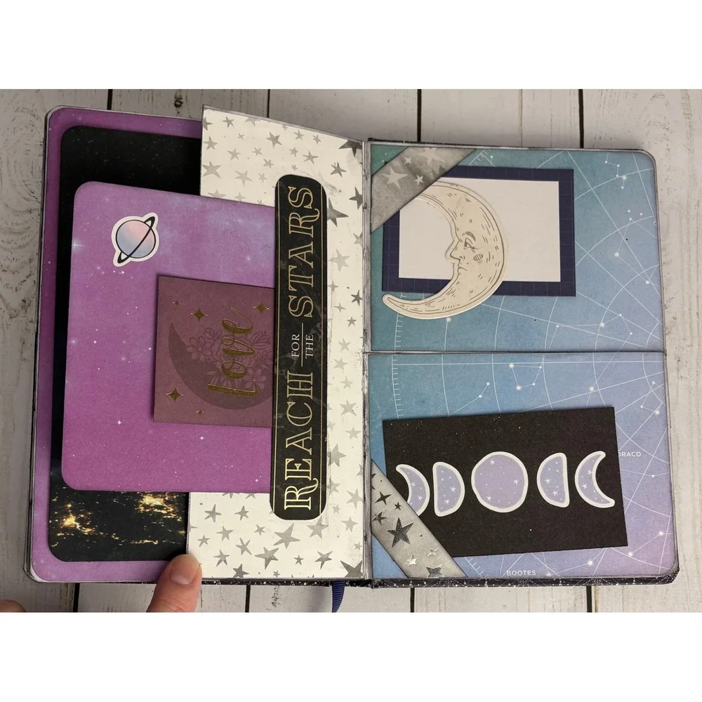 Handmade Celestial Junk Journal Night Sky Moon Stars Constellation Scrapbook